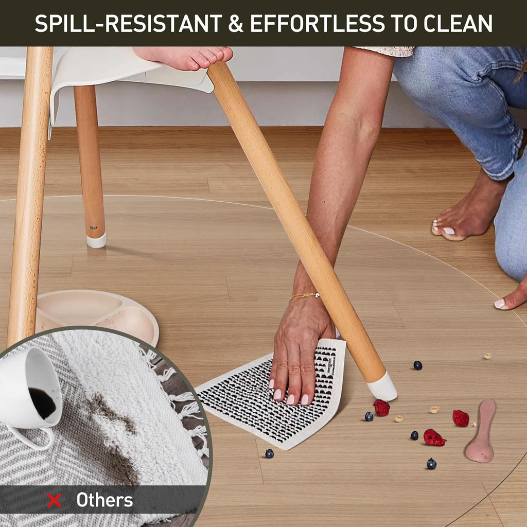 Clear Plastic Floor Mat for Under Dining Table, 6ft Round No Slip Waterproof Vinyl Area Rug for Home, Anti-Spill Hard Floor Protector Cover for Living Room, Splat Mat for Under High Chair