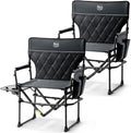 TIMBER RIDGE Heavy Duty Camping Chair with Compact Size, Portable Directors Chair with Side Table and Pocket for Camping, Lawn, Sports and Fishing, Supports Up to 400lbs, Black 2 Pack