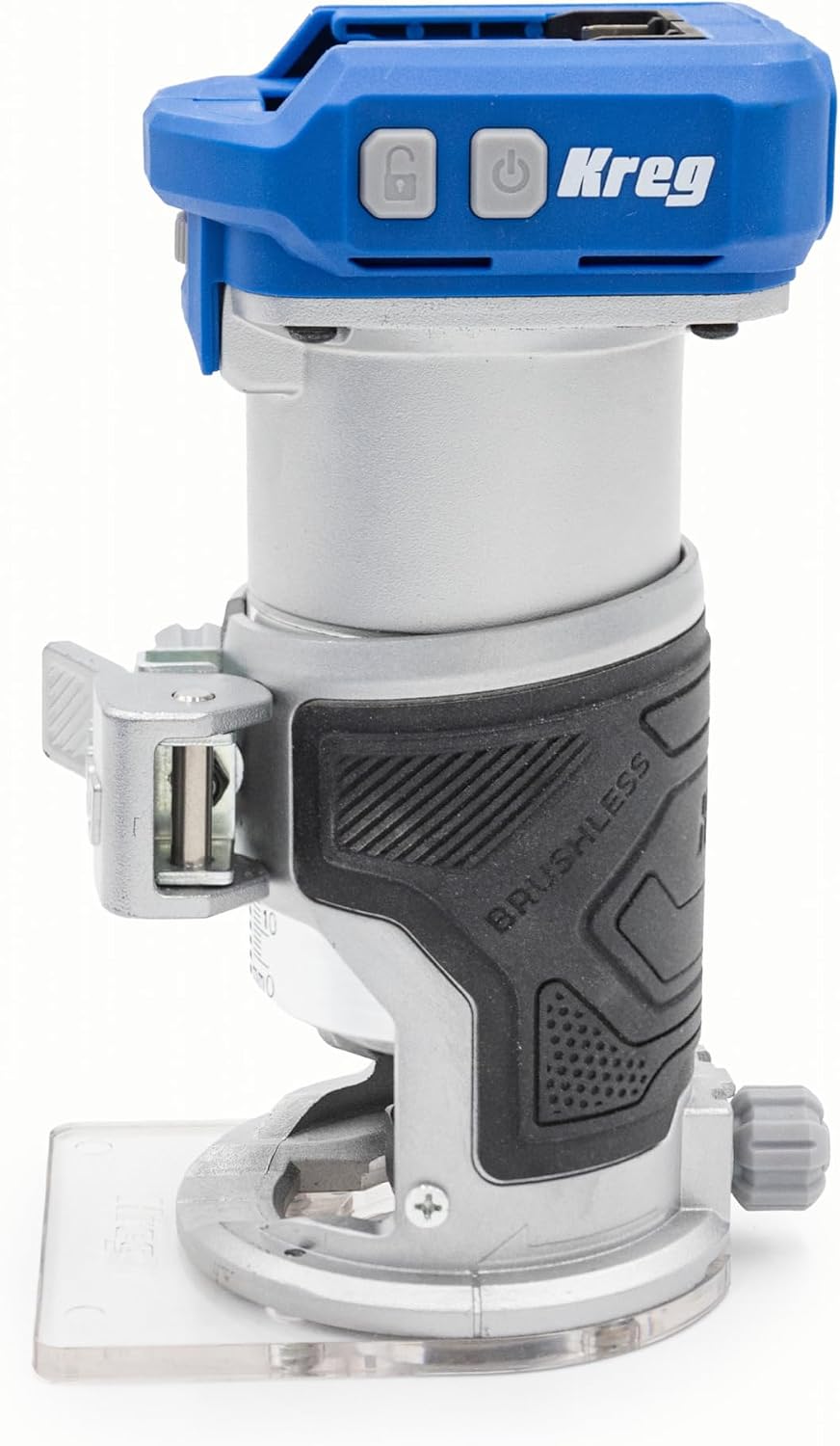 Kreg 20V Ionic Drive 1/4 Inch Trim Router - Cordless 20V for Woodworking - Micro-Adjustment Trim Tool - Dual LED Lights - Precise Electric Handheld Router - Bare Tool - KPTRT025A