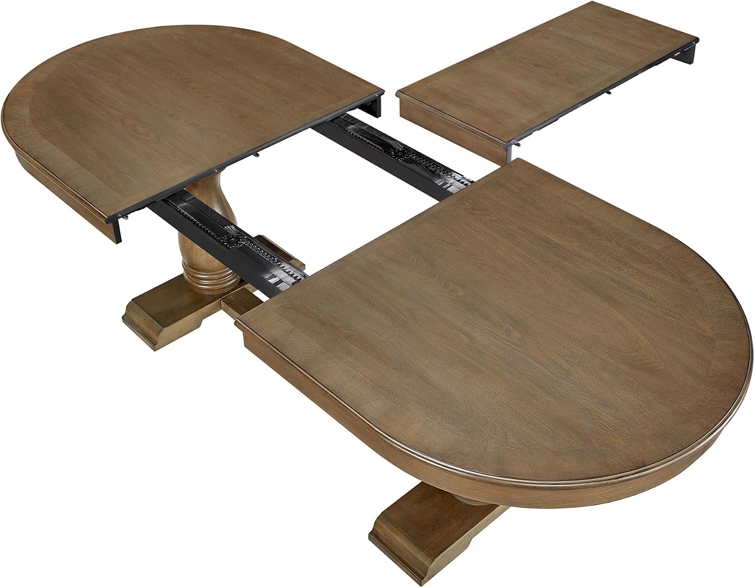 7-Pcs 94.06'' Extendable Wood Dining Table Set, Oval Large Kitchen Table & 6 Upholstered Chairs, Modern Mid-Century Style, White Oak