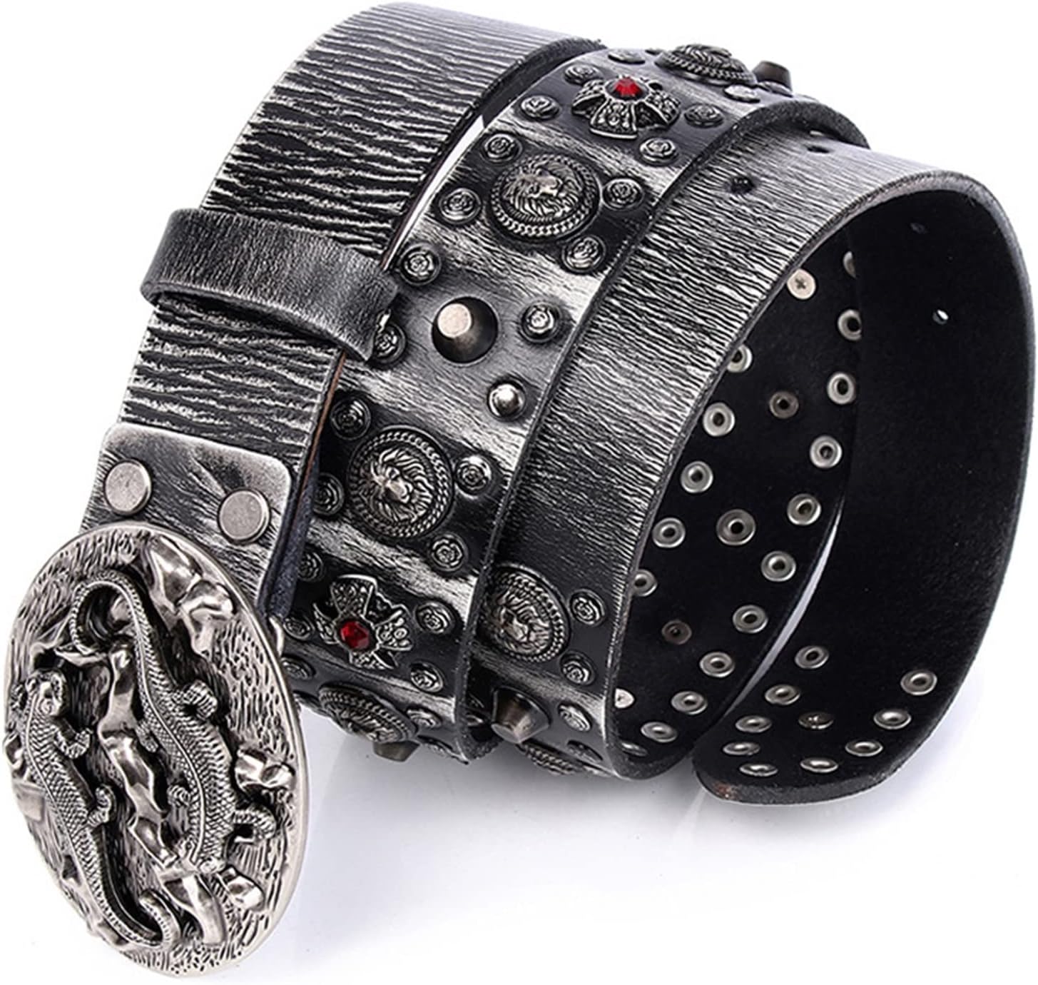 Metal Rivet Belt Men Rivet Punk Belt Cow Genuine Leather Smooth Buckle Male Women Rock Hip Hop Strap Waist 1Pcs