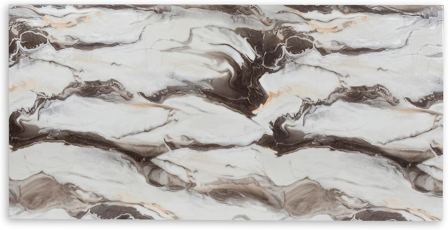 Roundhill Furniture Cavira Modern Faux Marble Dining Table with Double Pedestal Base