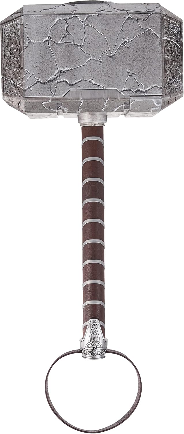 Marvel Legends Mighty Thor Mjolnir Premium Electronic Hammer with Lights and Sound FX,Love and Thunder Roleplay Item,7 x 22 x 11 inches