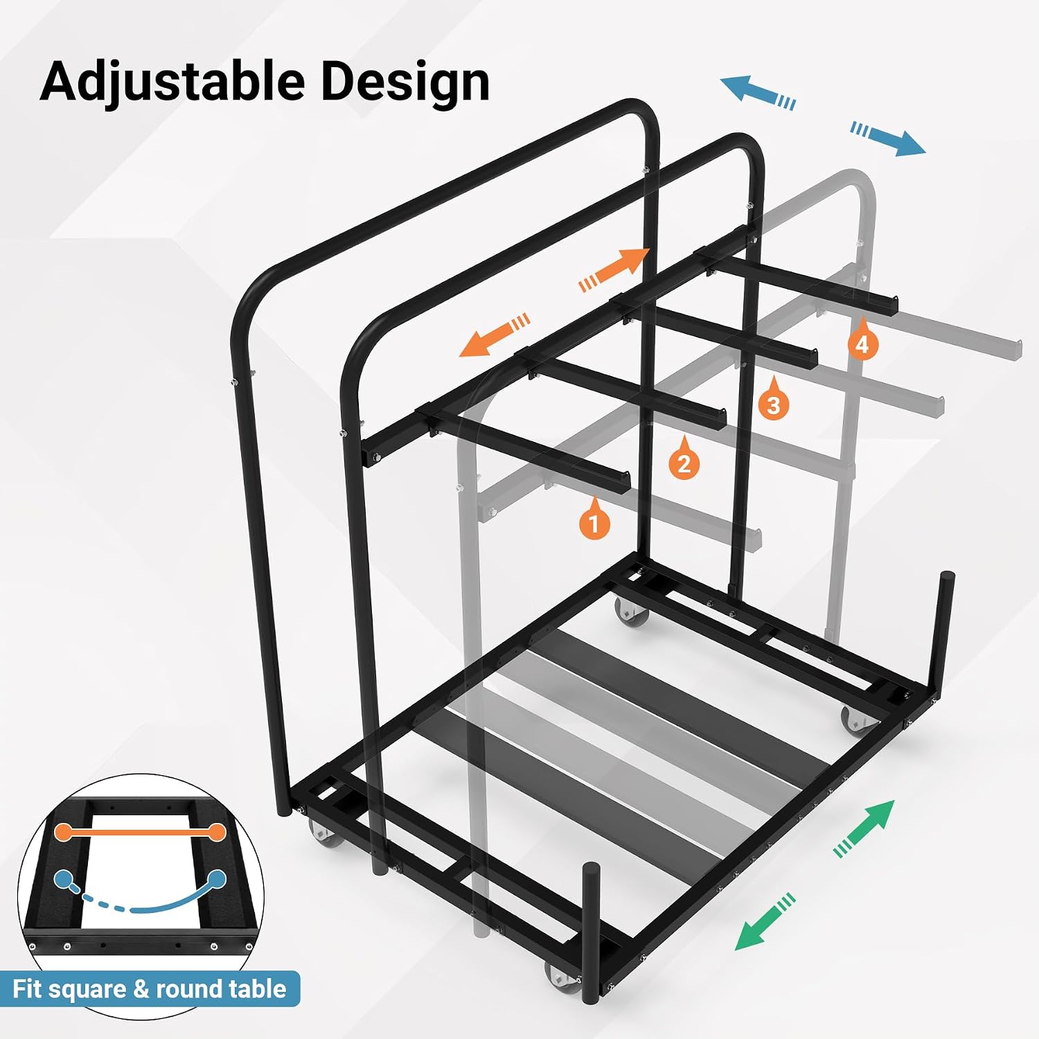 Updated Folding Table and Chair Rack Cart (Holds 10-16 Chairs & 4-8 Tables), Powder Coated, Perfect for Party, Hotel, Factory, Warehouse, 44.3' L x 31.4' W x 48' H