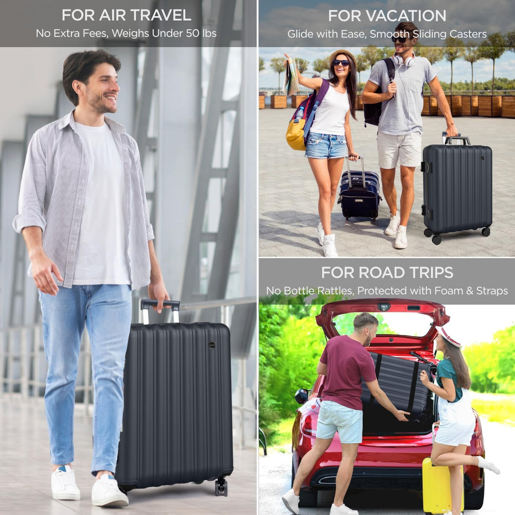 boldworks Wine Suitcase for Airplanes 12 Bottle Wine Luggage for Airplane Travel with TSA Approved Lock and Removable Insert to Carry Liquor Black Color Case