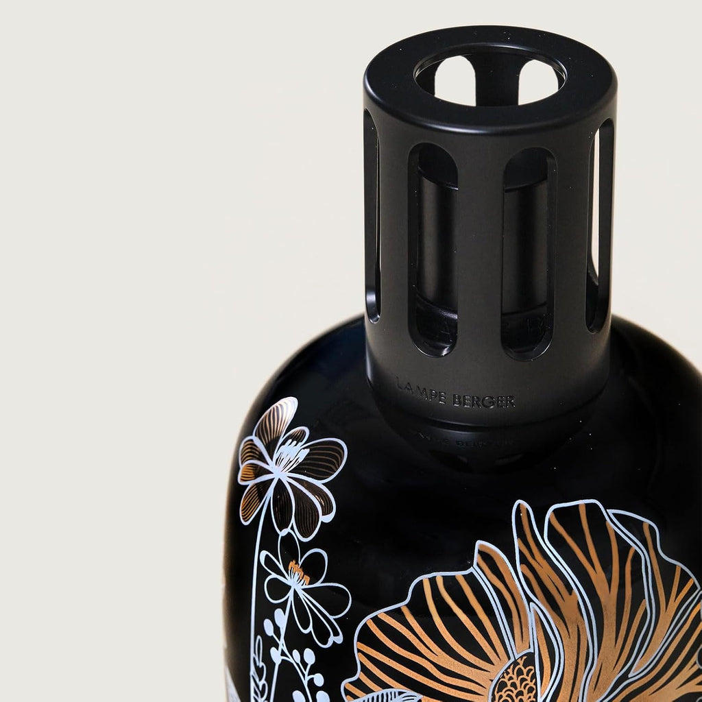 MAISON BERGER Porcelain Fragrance Lamp – Model Black Vegetale - Home Diffuser & Air Purifier 6.3 x 3.6 x 3.6 inches – French-Made Since 1898 – Gift Set w/Cotton Wick, Snuffer, Funnel – No Oil Included