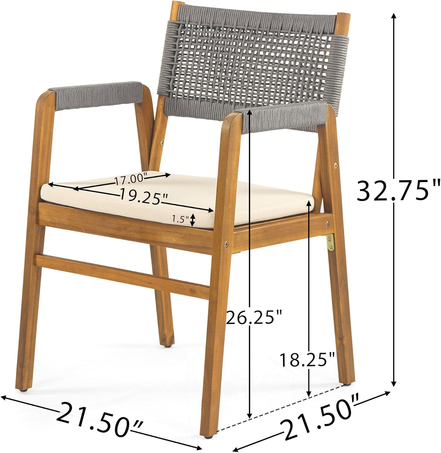 Christopher Knight Home Zed 3 Pieces Outdoor Dining Set, Acacia Wood Dining Chairs and Table, Slats Panel Design Round Table, Wooden Frame, 2 Seater Bistro Set for Balcony Backyard Garden, Teak+Grey