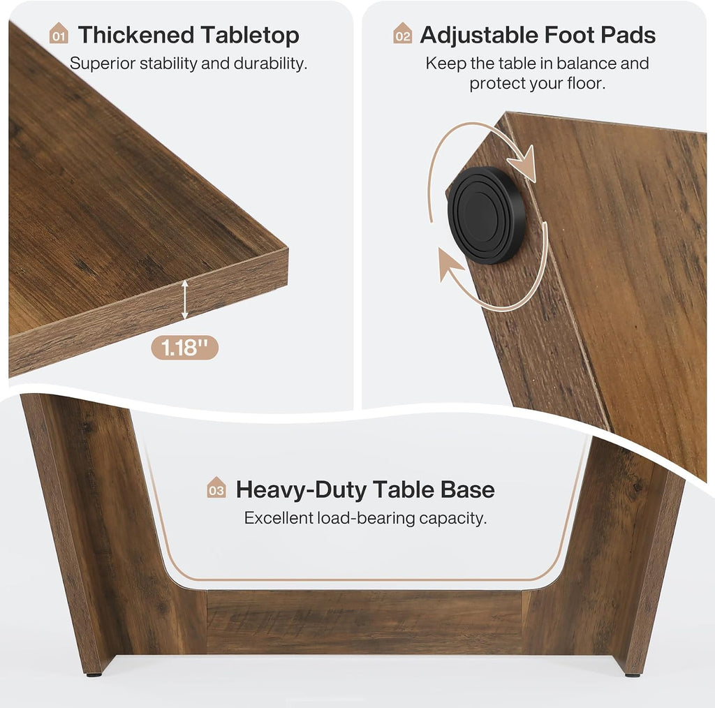 Tribesigns 70.87-Inch Large Dining Table: Wood Long Dining Room Table for 6-8, Rectangular Farmhouse Kitchen Dinner Table with Solid Pedestal, Rustic Brown