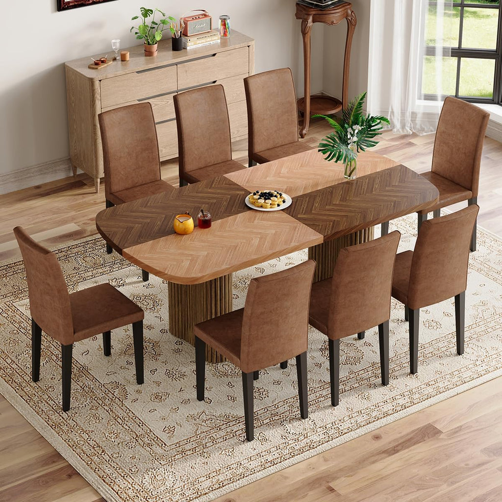 Dining Table Set for 8 - Large 78.7' Rectangular Kitchen Table Set for 8 with Cushioned Chairs,Modern Mid-Century Wood Dining Room Table for 8 Ideal for Kitchen & Gatherings