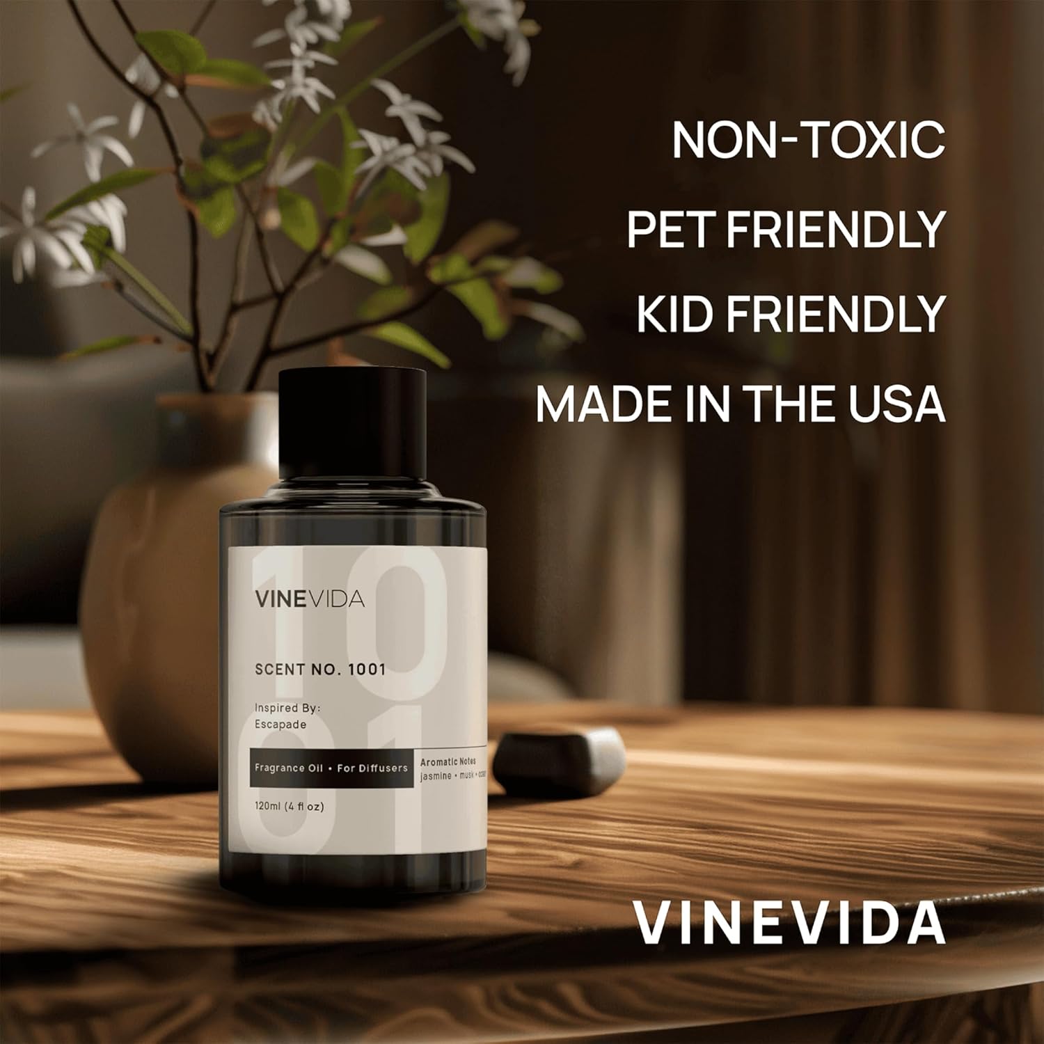 VINEVIDA Mahogany Teakwood Fragrance Oil for Cold Air Diffusers - [128 Fl Oz] - Essential Oils for Diffuser Oil Refill & Air Freshener Room Spray