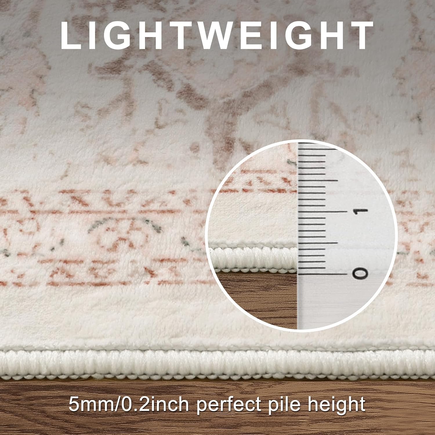 LIVEBOX Washable 9x12 Area Rug, Large Rugs for Living Room Boho Soft Non-Slip Rugs, Pink Low-Pile Vintage Medallion Rug, Retro Non-Shedding Indoor Carpet for Dining Room Bedroom Office