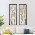 LuxenHome Metal Wall Decor, 36' Luxury Living Room Metal Wall Art, Set of 2 Gold Wall Decor, Bedroom Wall Decorations with Frame for Home, Bedroom, Kitchen, Office, Dining Room, Gold/Black