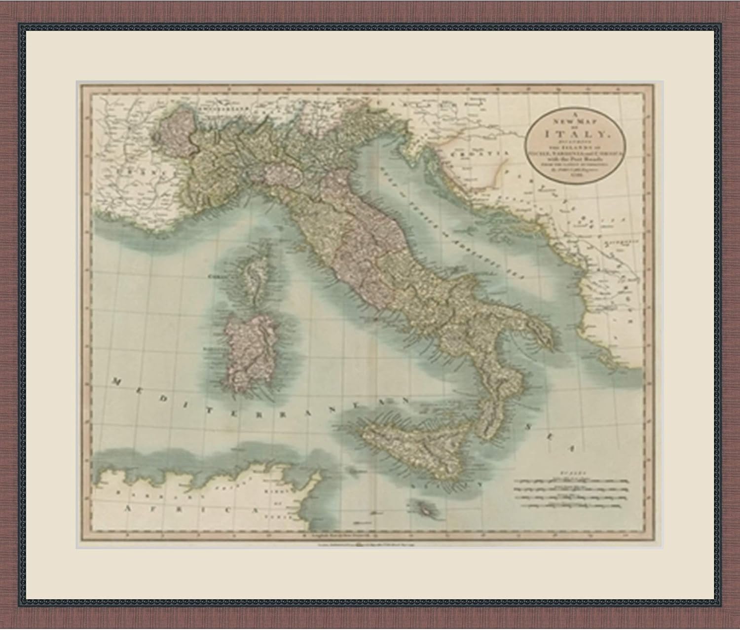 First Avenue Art & Framing Home Decor | Quality Framed Artwork | Interior Accents | Vintage Map of Italy - MAPS (26'x32')