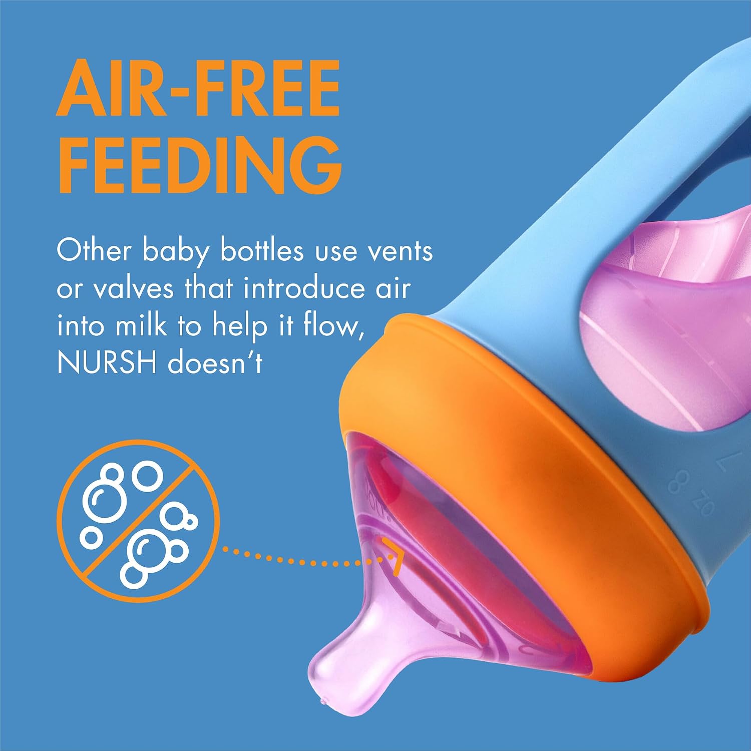 Boon Nursh Bottles - Silicone Baby Bottles Help Ease Colic Symptoms - Reusable Food-Grade Silicone Pouches with Polypropylene Shell - Medium Flow - 8 Oz - Color Block,(Pack of 36)