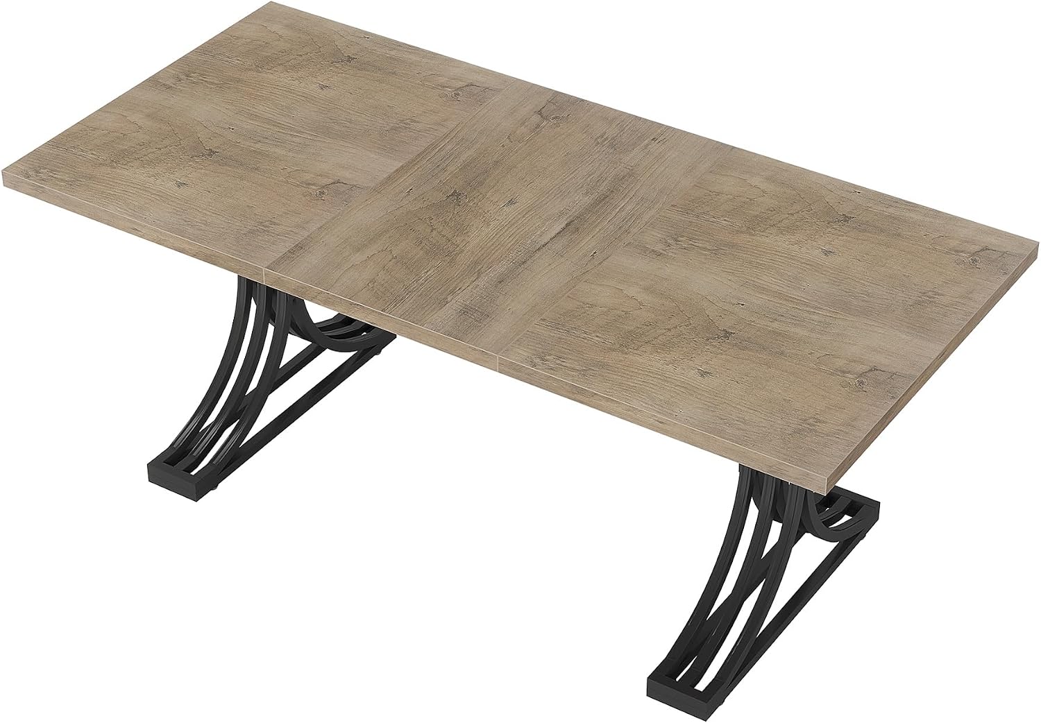 Tribesigns 63-Inch Rectangular Dining Table for 4 to 6, Modern Kitchen Tables with Stylish Metal Trestle Legs, Large Dinner Table for Dining Room, Only Table (Grey+Black)