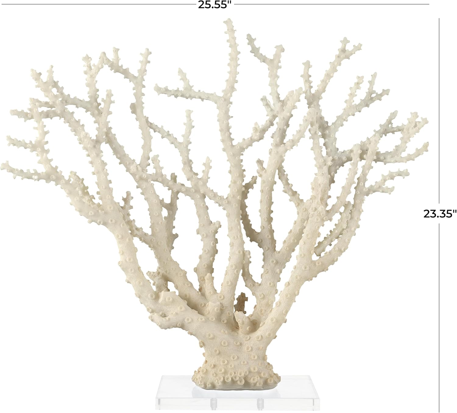 Deco 79 Polystone Coral Decorative Sculpture Home Decor Statue with Clear Acrylic Base, Accent Figurine 26' x 8' x 23', Cream