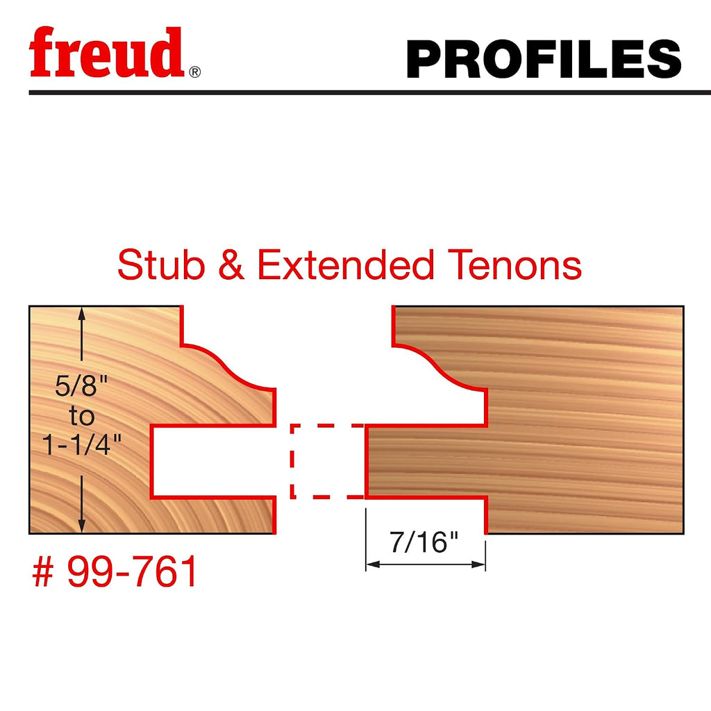 Freud 99-761: 1-11/16' (dia.) Premier Adjustable Rail & Stile Bit with 1/2' shank (ogee), 3-3/4' overall length