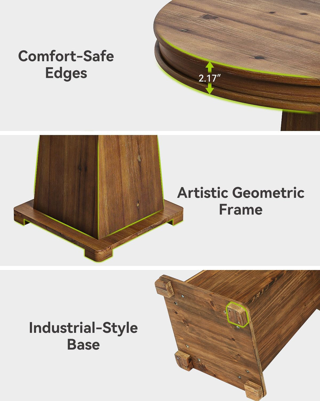 LITTLE TREE Solid Wood Round Dining Table, 31.5' Small Kitchen Table for 2, Modern Farmhouse Dinner Table for Dining Room, Kitchen, Living Room, Artistic Geometric Base, Table Only (Rustic Brown) 2PCS