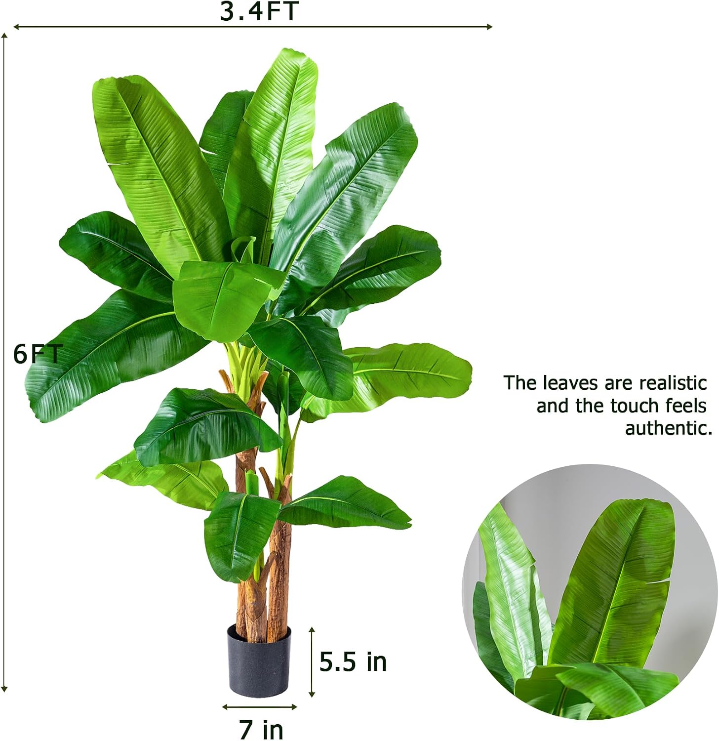 Erimda 6FT Artificial Banana Tree Tall Fake Banana Leaf Plant Faux Banana Silk Tree Faux Banana Leaves for Home Swimming Pool Indoor Outdoor Patio Tropical Decor