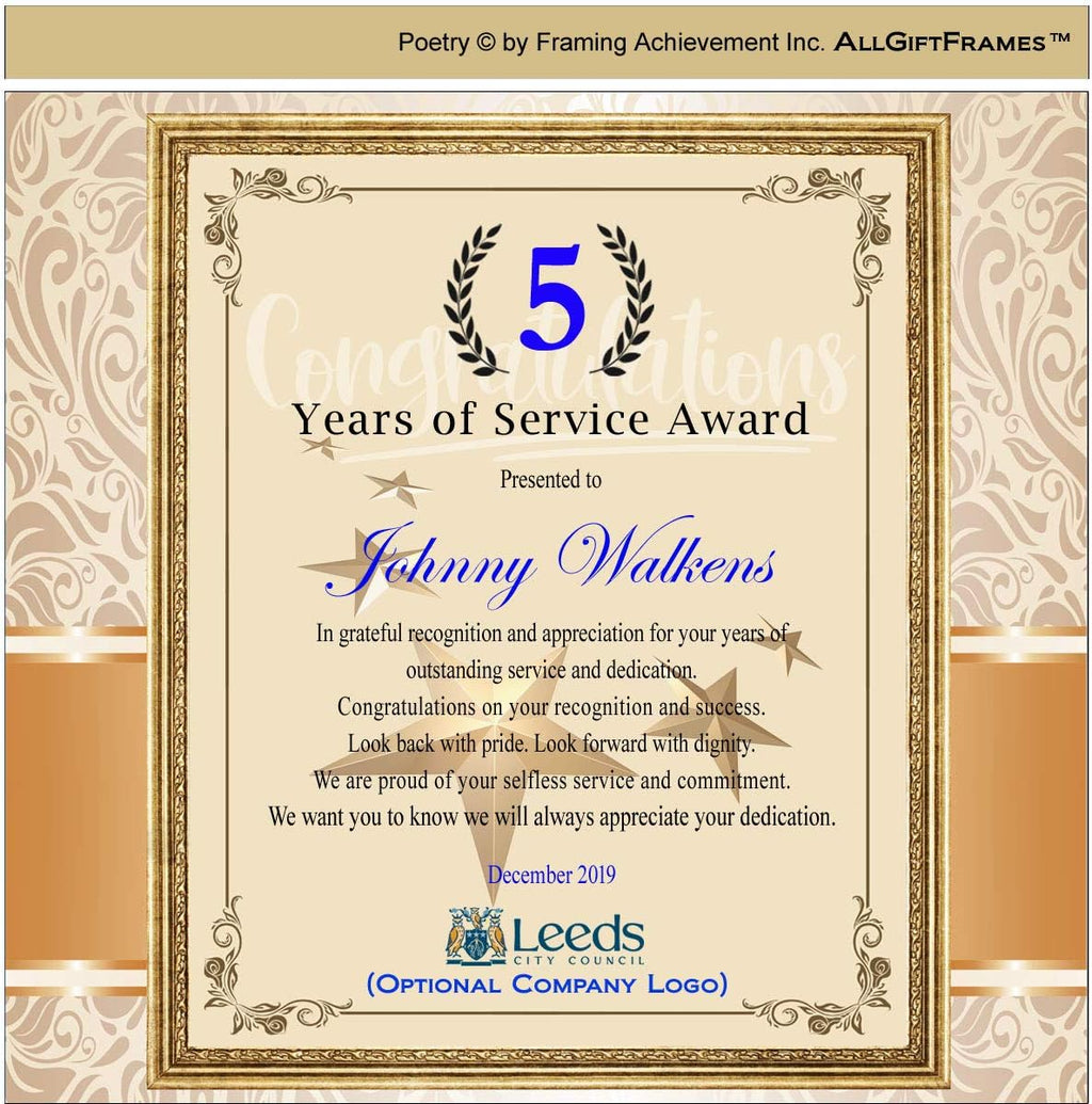 5 10 15 25 30 etc Years of Service Award Gift Photo Picture Clock Plaque Personalize Company Logo Frame Executive Employee Month Trophy Unique Coworker Engrave