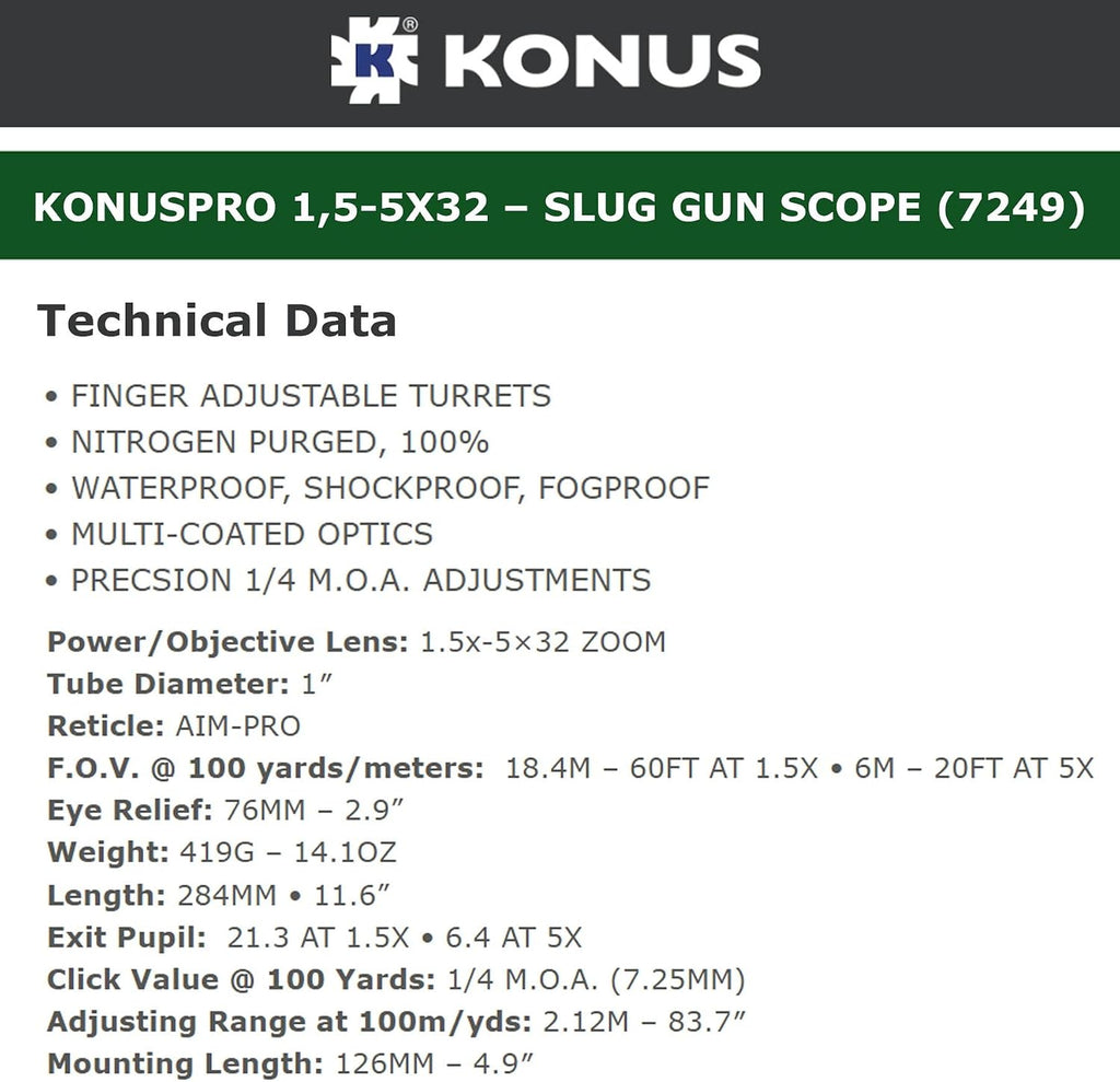 KONUS KonusPro Hunting Riflescope | 1' Tube Diameter, Multi-Coated Optics, Waterproof, Shockproof, Fogproof, Fast Focus Scope