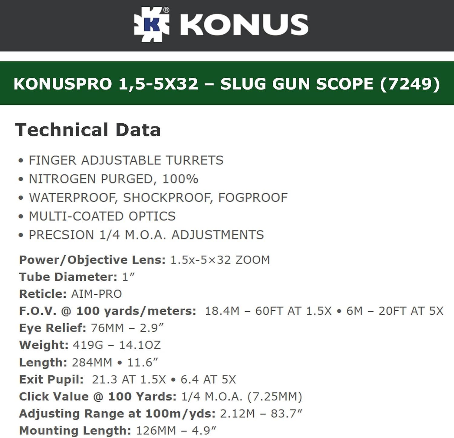 KONUS KonusPro Hunting Riflescope | 1' Tube Diameter, Multi-Coated Optics, Waterproof, Shockproof, Fogproof, Fast Focus Scope