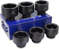 Stark USA 1' Drive Jumbo Shallow Impact Socket Set Spindle Axle SAE Sockets 6-Piece (3-1/4' - 4') Cr-Mo Steel Removing And Installing Axle Nuts