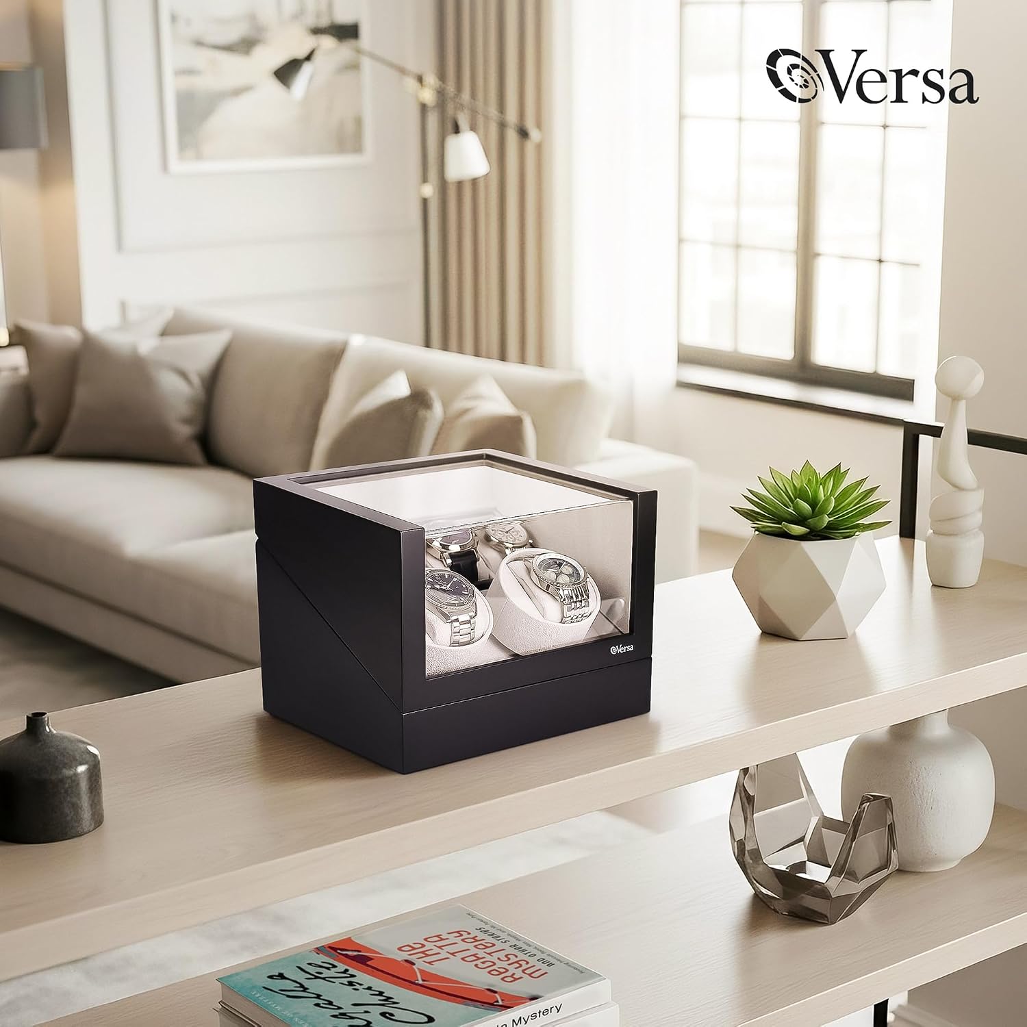 Versa Watch Winder with Storage, Automatic Watch Winder for Automatic Watches, Double Watch Winder with Storage, Compatible with Rolex