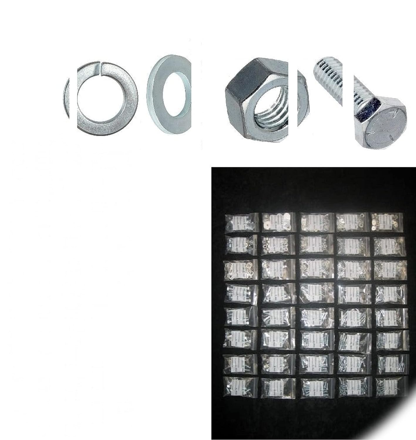 Grade 5 Hex Cap Screw-Bolt Assortment with Nuts & Washers 1/4 5/16 3/8 1/2 1375p Hardware Fastener Kit Set RV9230S