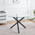 Round Glass Dining Table,Glass Dining Room Table with Metal Legs, Modern Glass Kitchen Table for Home, Kitchen, Dining Room