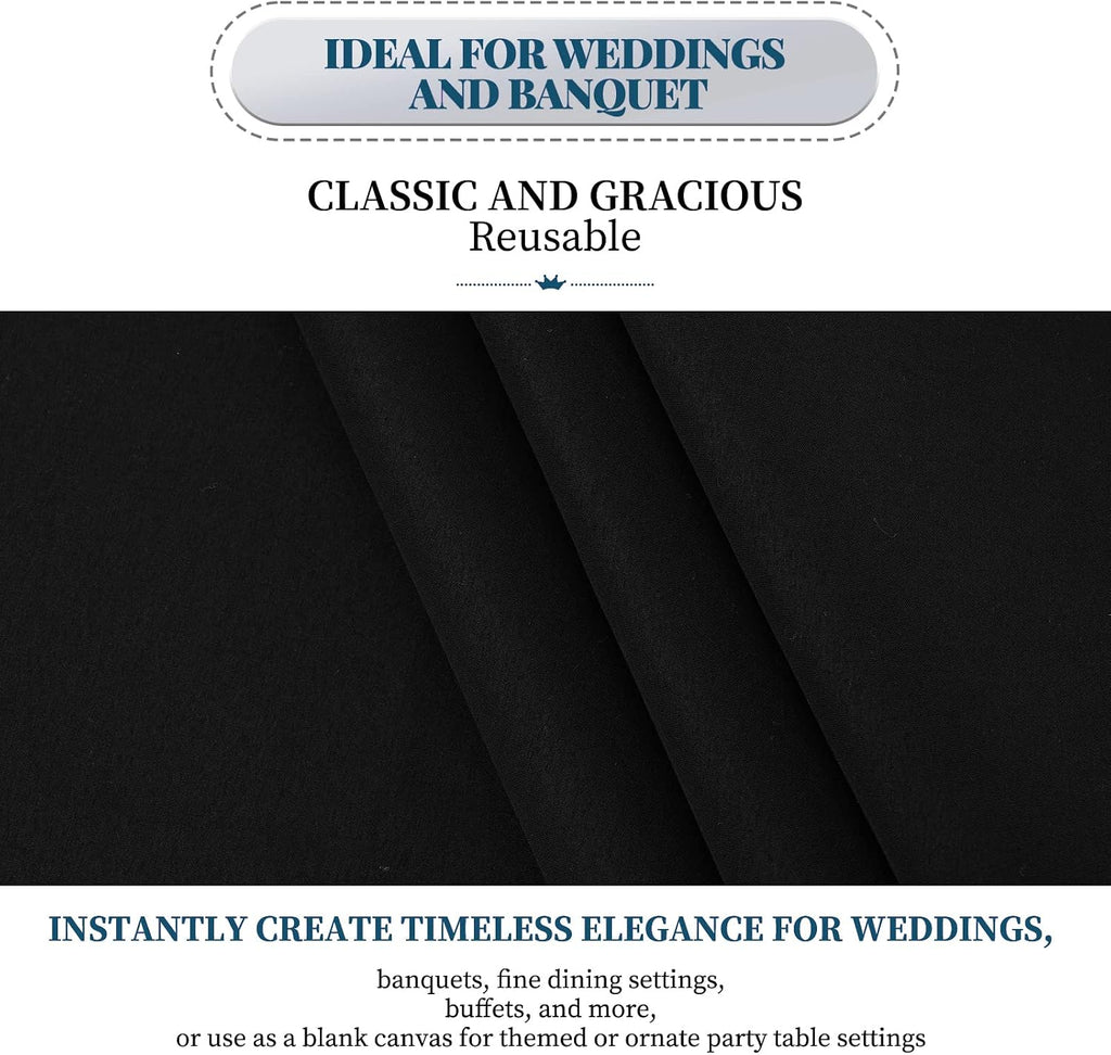 10 Packs Tablecloth 90 x 156 Inch, Black Polyester Table Cloth for 8ft Rectangle Tables, Stain and Wrinkle Resistant Washable Fabric Table Cover for Wedding Banquets Parties Buffet Dining Table