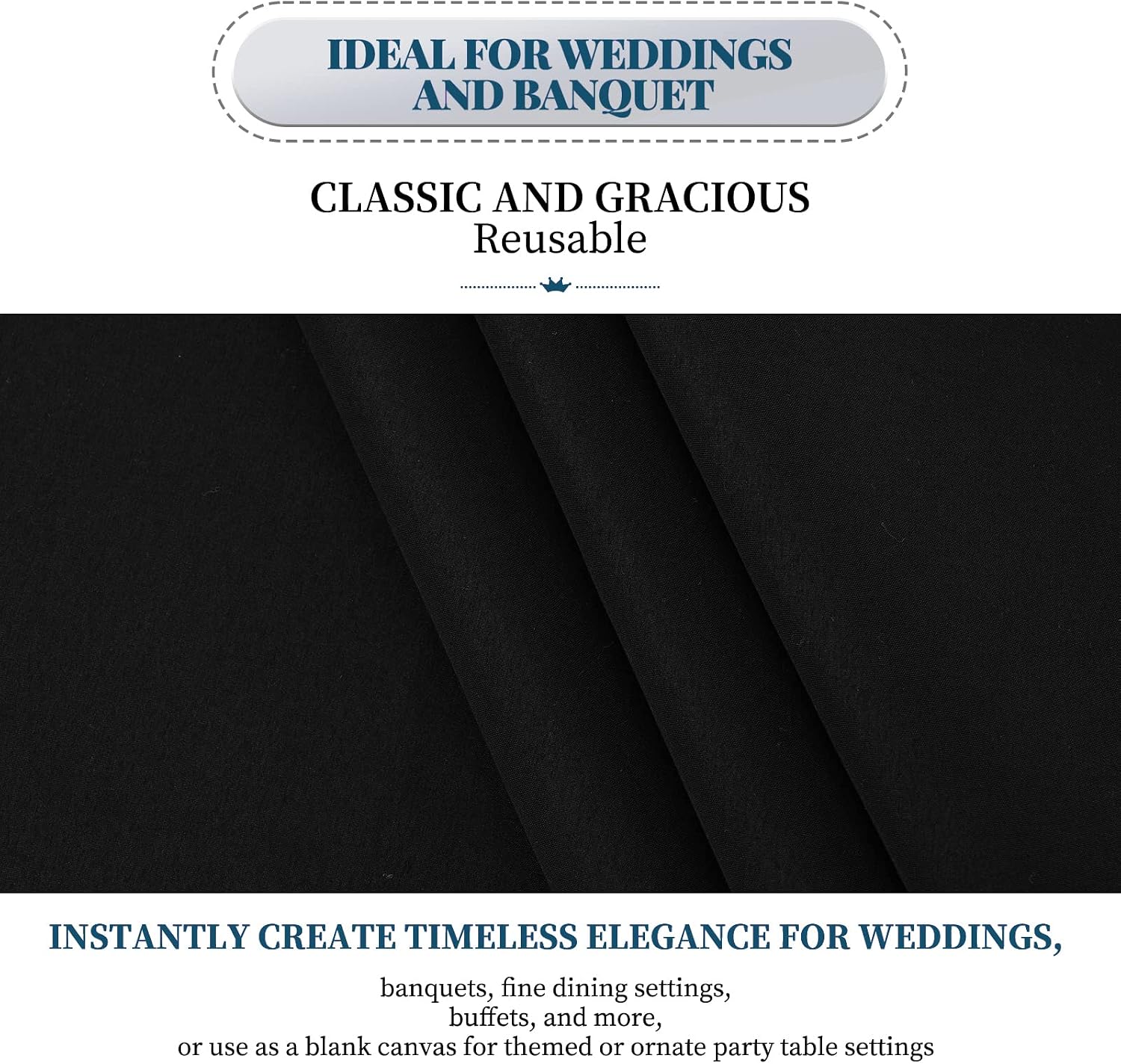 10 Packs Tablecloth 90 x 156 Inch, Black Polyester Table Cloth for 8ft Rectangle Tables, Stain and Wrinkle Resistant Washable Fabric Table Cover for Wedding Banquets Parties Buffet Dining Table