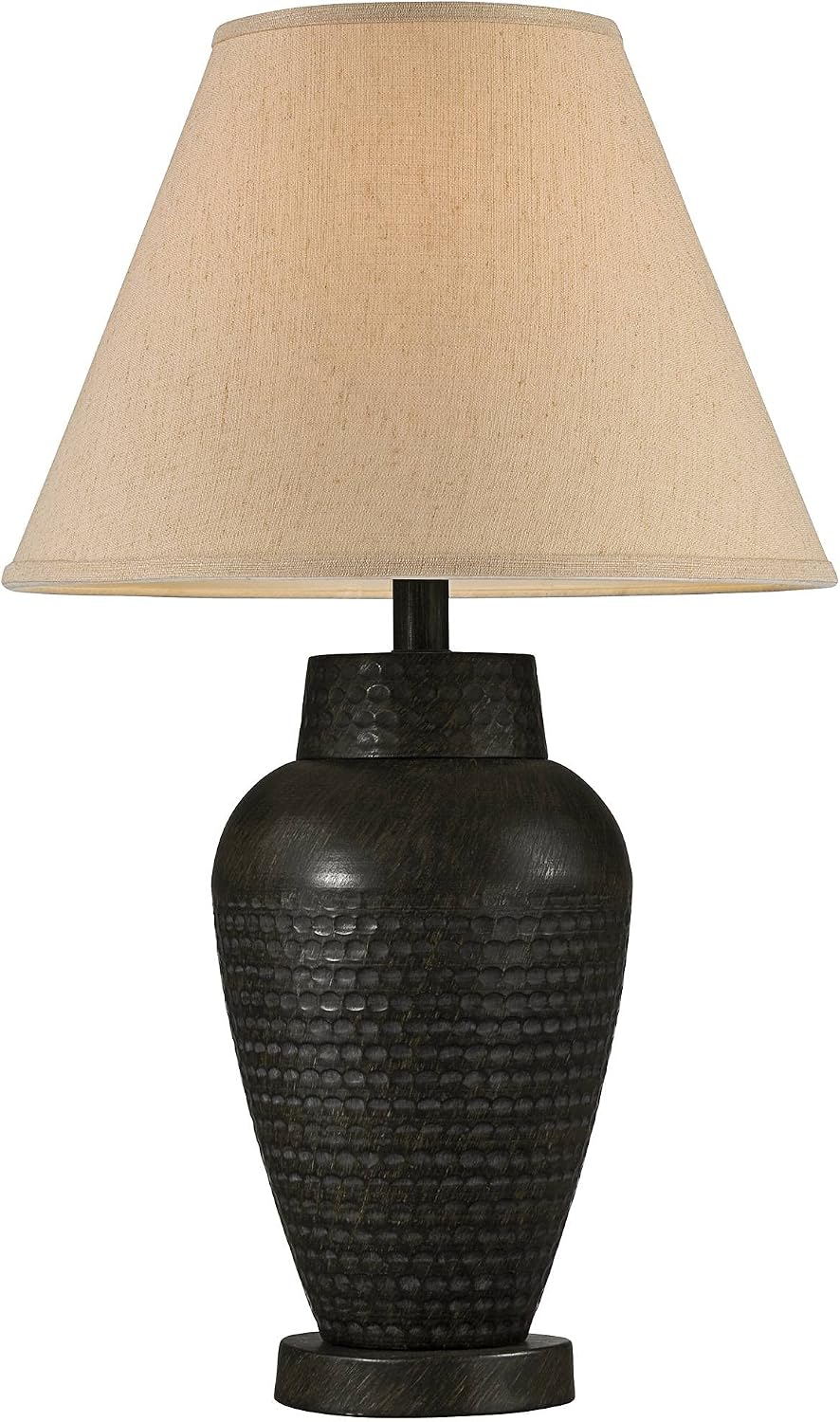 Regency Hill Auburn Rustic Farmhouse Vase-Shaped Table Lamps 25' High Set of 2 Hammered Bronze Metal Natural Linen Drum Shade for Living Room Bedroom House Bedside Nightstand Home Office
