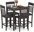 Giantex 5-Piece Dining Table Set for 4, Counter-Height Square Kitchen Table and Chairs Set with Rubber Wood Frame, Curved Back, Footrest, Bar Table Set for Small Place Dinette Breakfast Nook