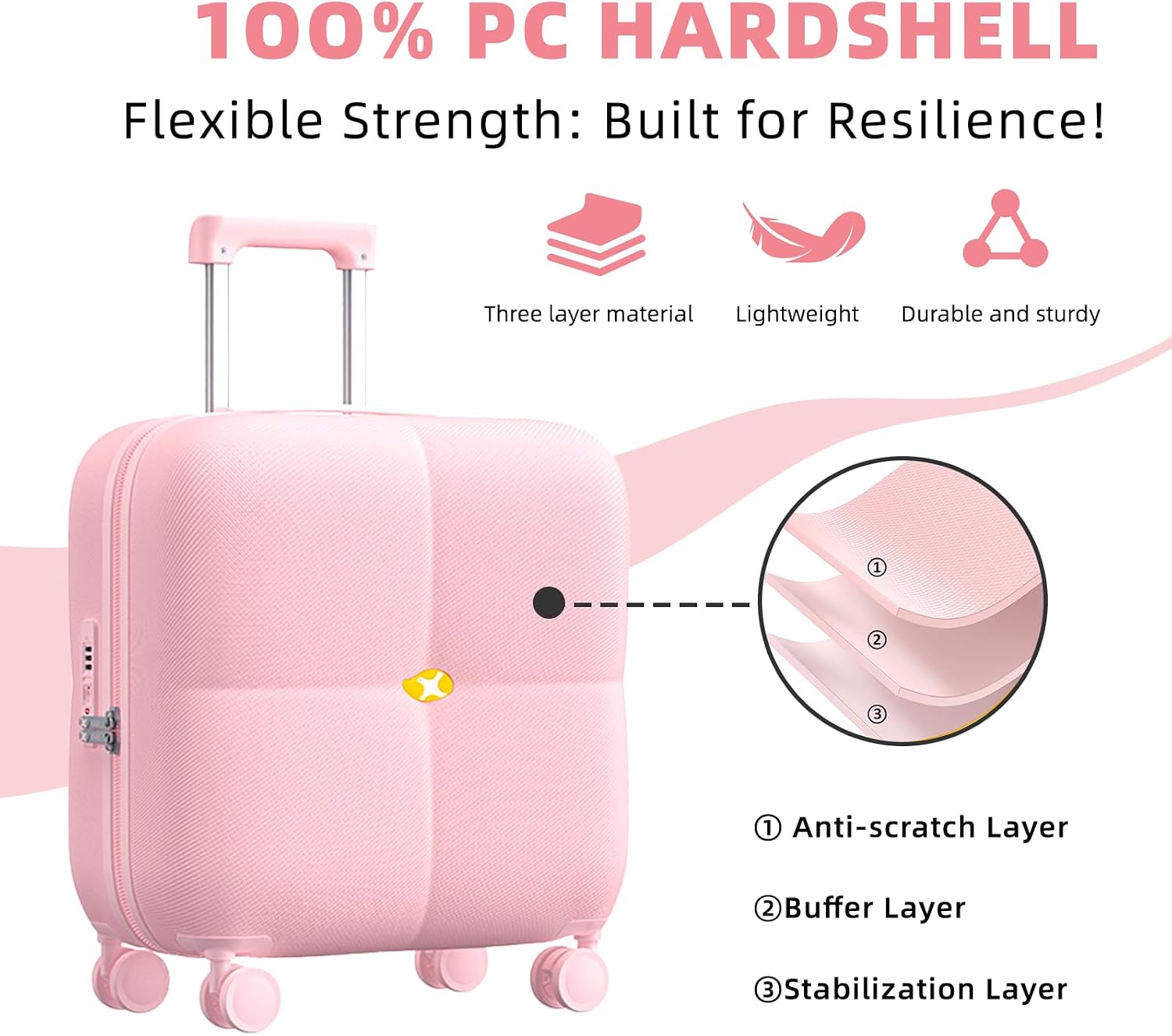 Wine Suitcase - 6 Bottle Travel Case with TSA Lock, Removable Inserts and Silent Spinner Wheels