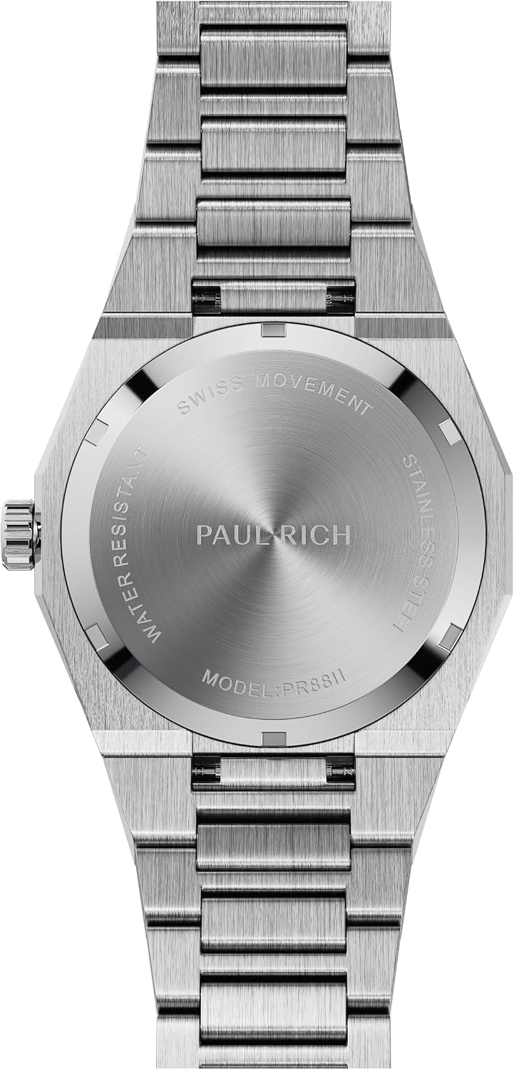 Paul Rich Men's Luxury Stainless Steel Watch - Rugged & Stylish Timepiece for Business, Gift, or Graduation - Fancy Analog Water Resistant Wrist Watch for Him - Frosted Star Dust II Arabic Dial