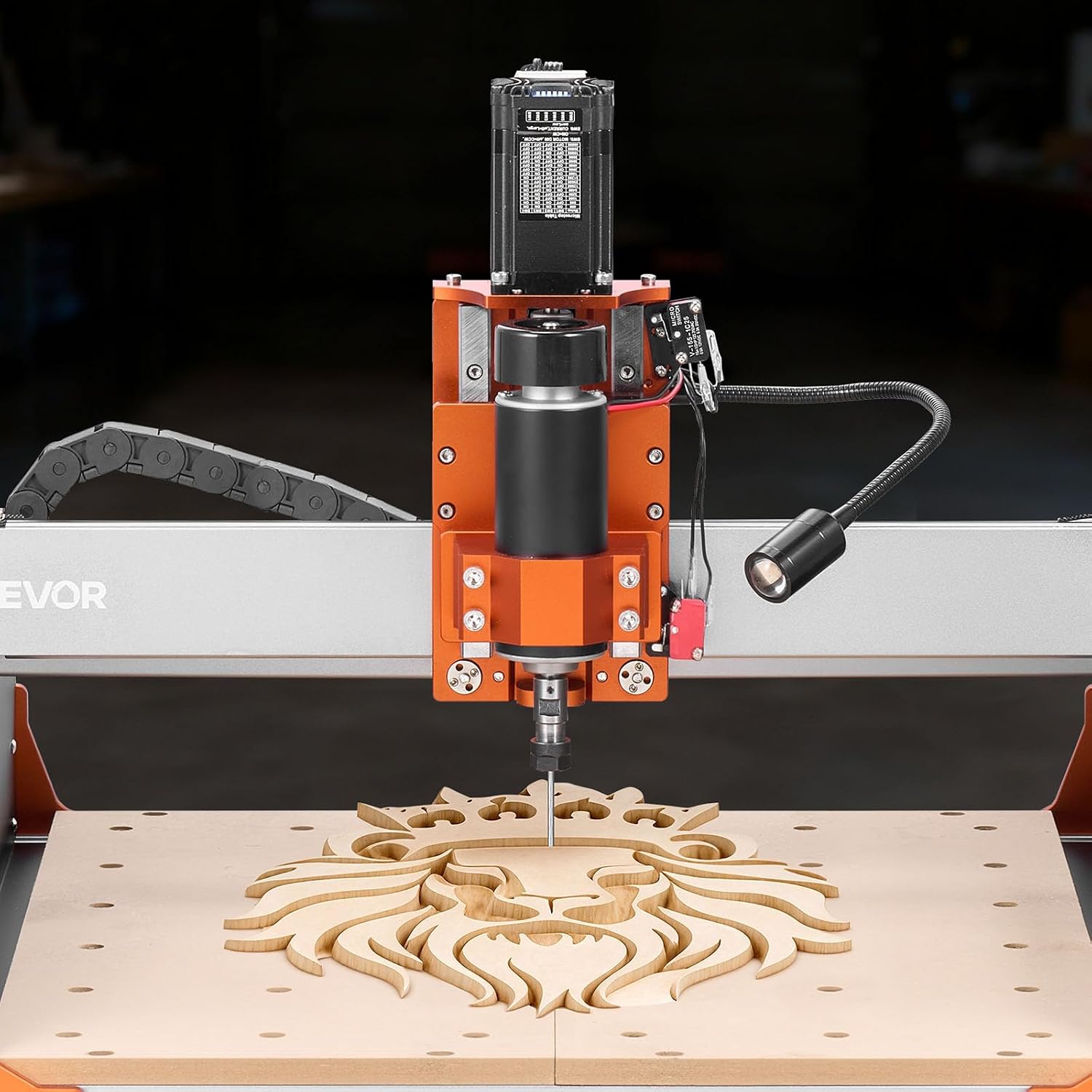 VEVOR CNC Router Machine, 500W Spindle, 3-Axis Wood Engraving Milling Machine, with Dual Linear Rails & Ball Screw, 15.75 x 15.75 x 3.74 in Working Area, Trim Router, for Wood Acrylic Carving Cutting