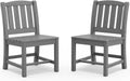 SERWALL Outdoor Dining Chairs Set of 2, All-Weather HDPE Patio Armless Chairs Suitable Outdoor Dining Table, Grey