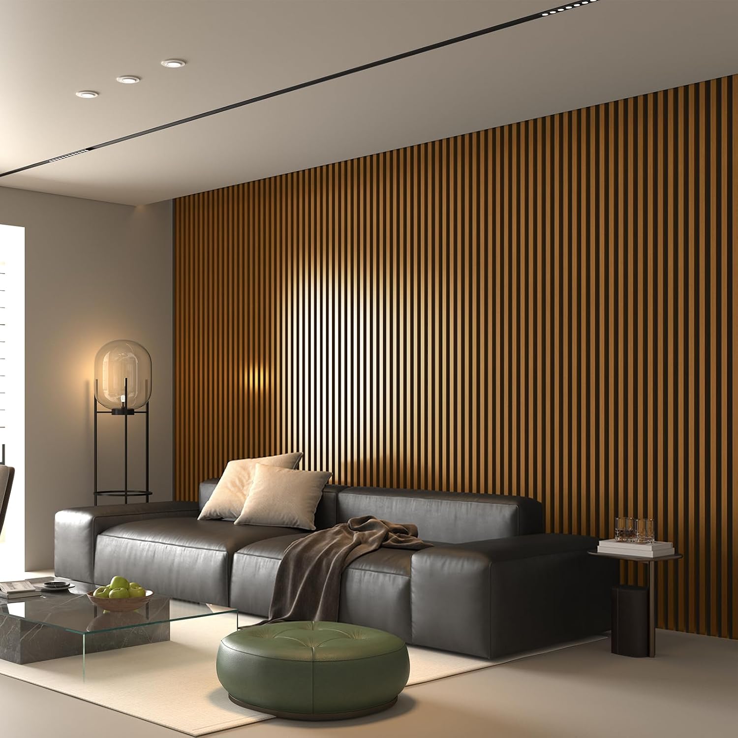 Art3d 2pcs-104 x 15.75in Slat Acoustic Panel for Wall and Ceiling, 3D Fluted Sound Absorbing Panel with Wood Finish, Teak