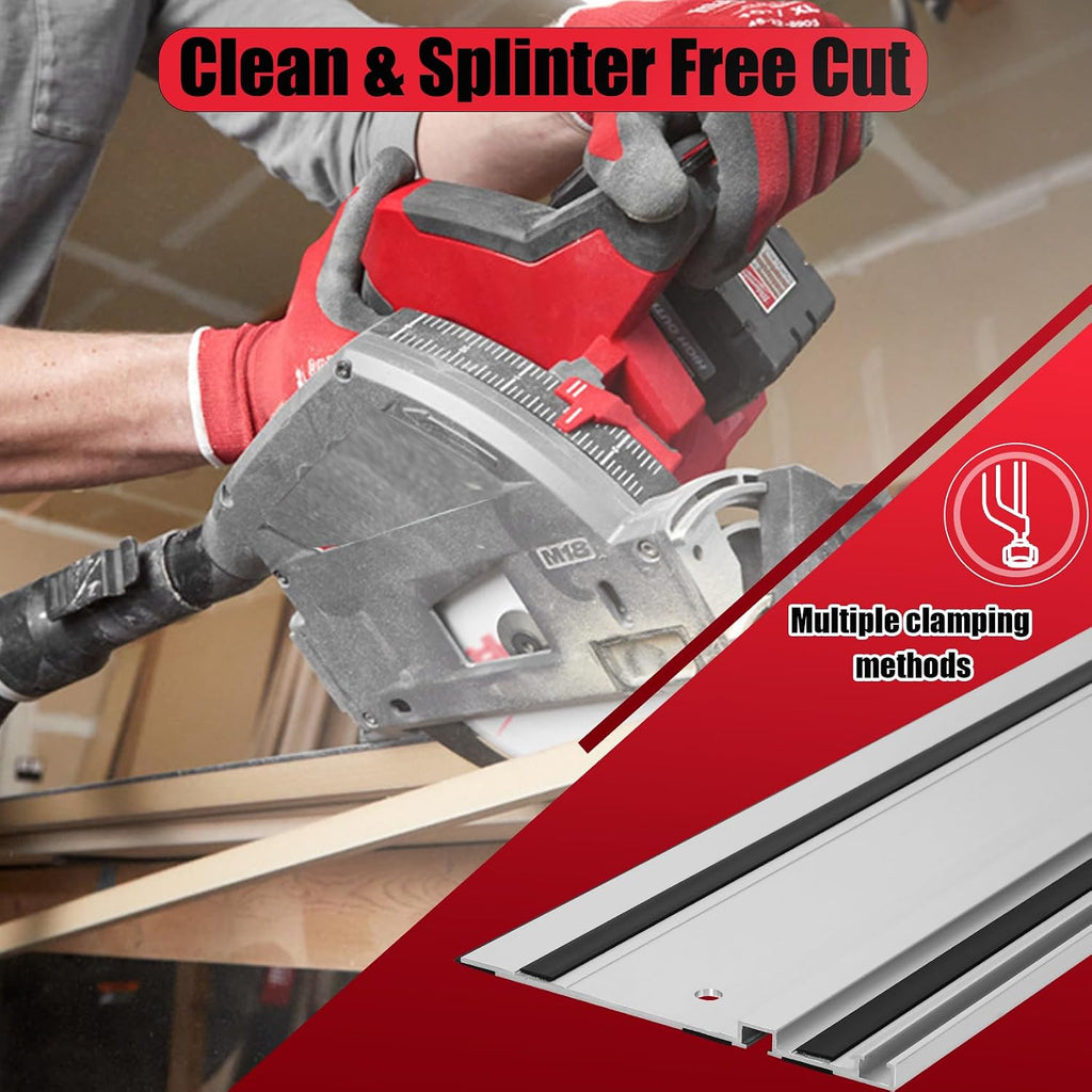 110in Track Saw Guide Rail Compatible with Milwaukee Track Saw, 55'*2 Replacement for Milwaukee Guide Rail, Perfect Fit for Milwaukee Track Saw and Woodworking Longer Cuts, 2 Year Warranty