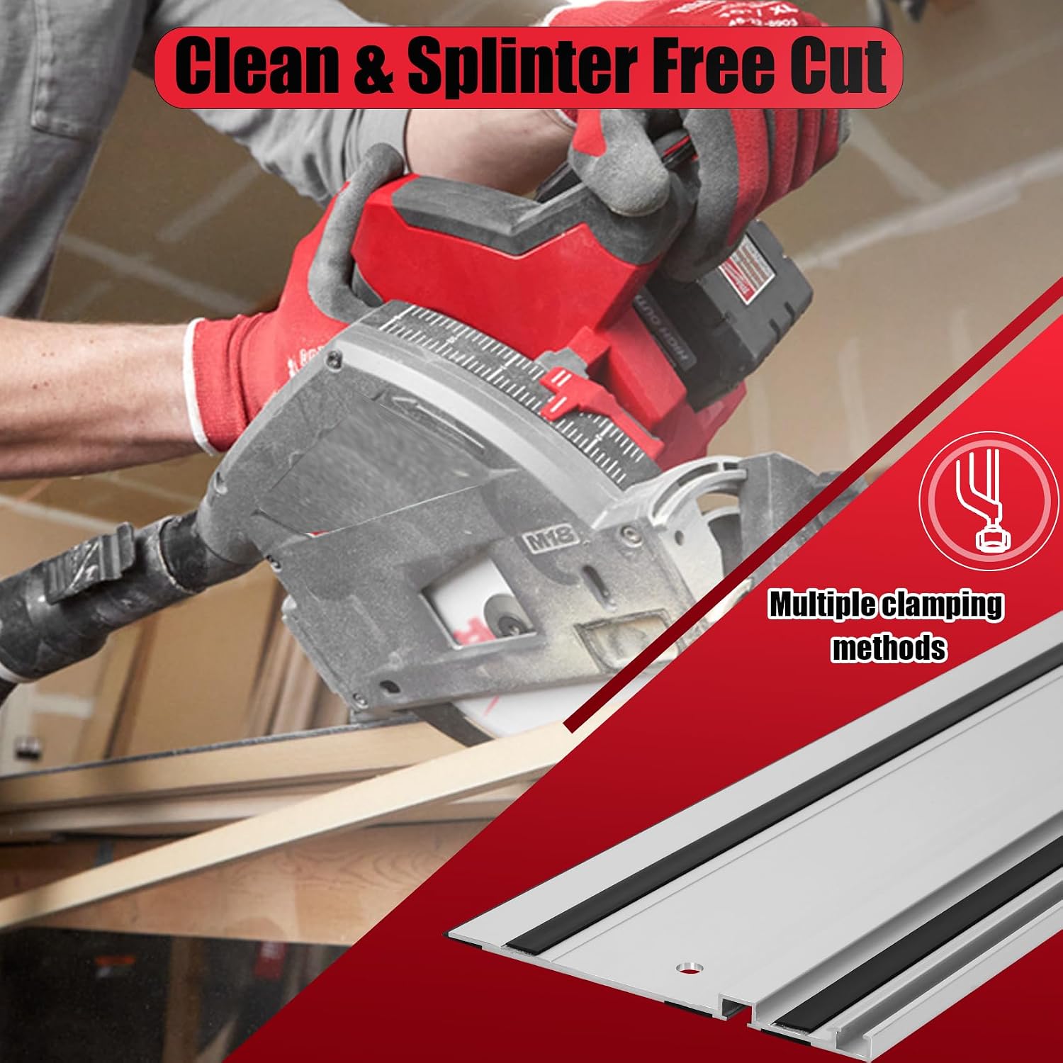 110in Track Saw Guide Rail Compatible with Milwaukee Track Saw, 55'*2 Replacement for Milwaukee Guide Rail, Perfect Fit for Milwaukee Track Saw and Woodworking Longer Cuts, 2 Year Warranty
