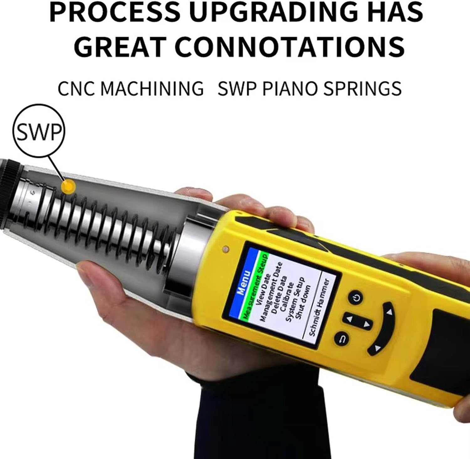 Concrete Rebound Hammer Tester 2.0 Inch OLED Screen Portable Resiliometer Test Meter Tool Test Scope of 10-60Mpa (1450-8702 PSI) Concrete Hammer Tester Support Data Export
