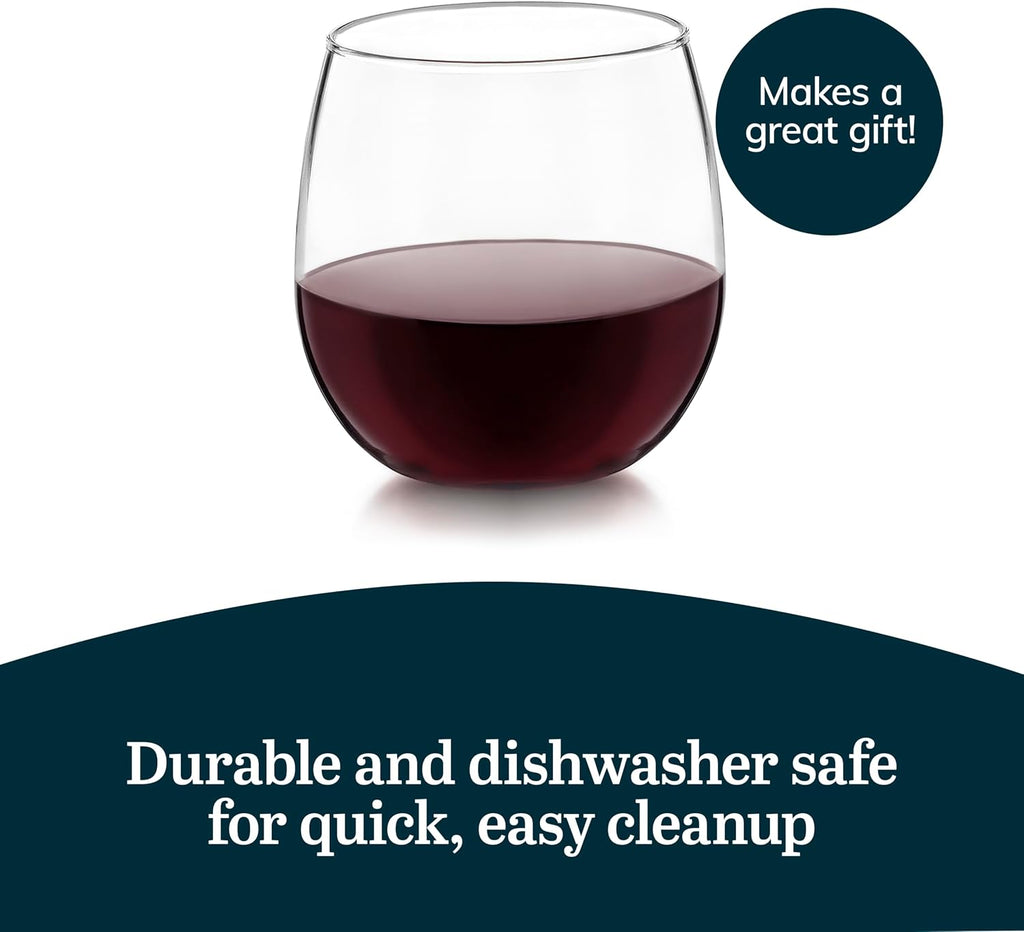 Libbey Stemless Red Wine Glasses, 16.75-ounce, Set of 8