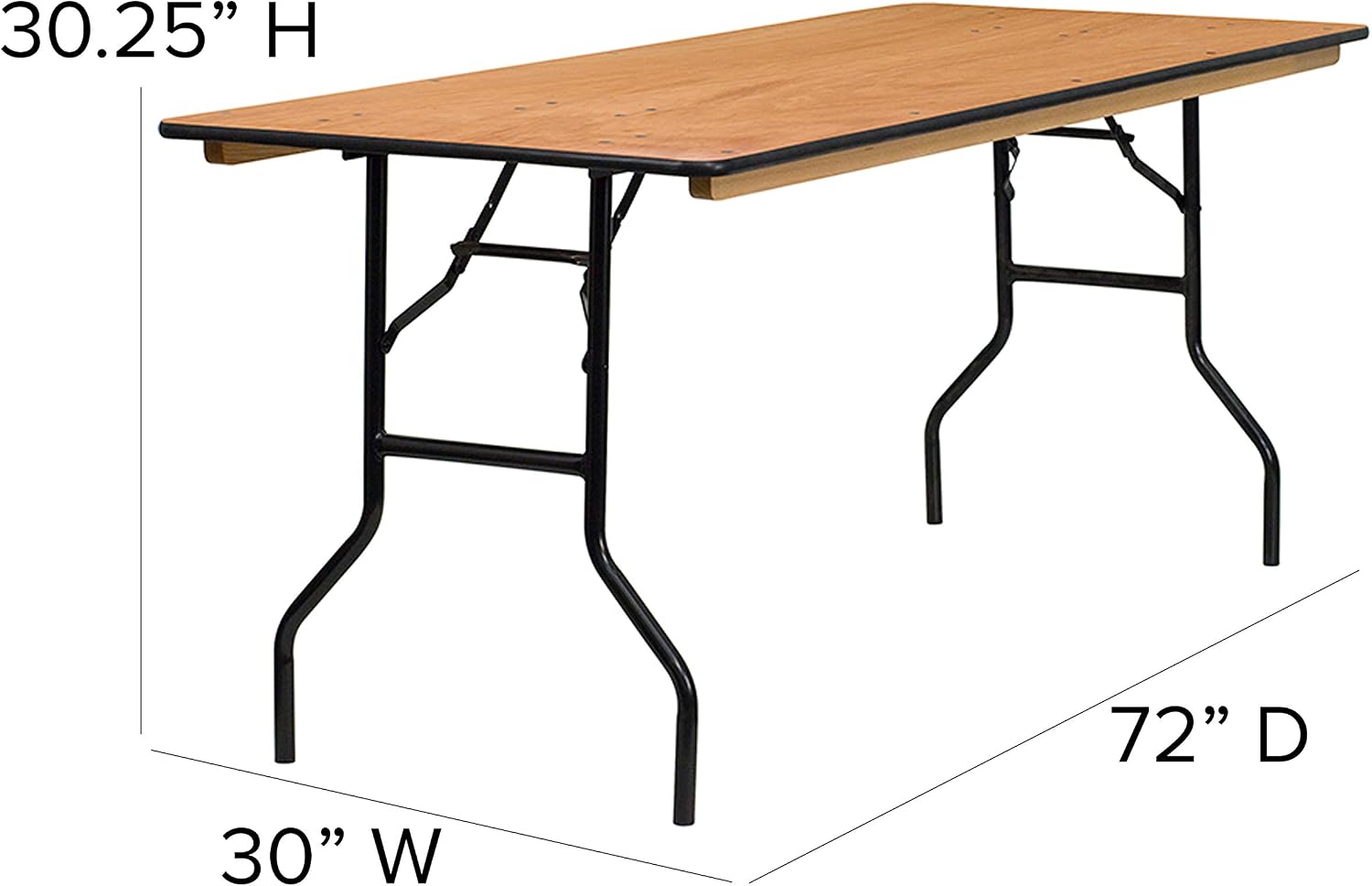Flash Furniture Gael 6' Wood Folding Training and Event Table, Rectangular Folding Training Table with Smooth Clear Coated Finished Top, Natural