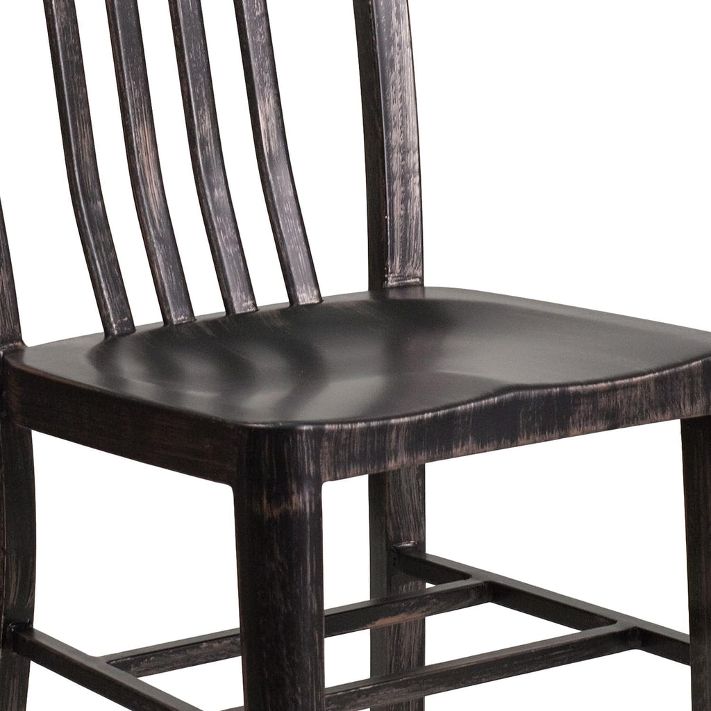 Flash Furniture Gael Commercial Grade 2 Pack Black-Antique Gold Metal Indoor-Outdoor Chair