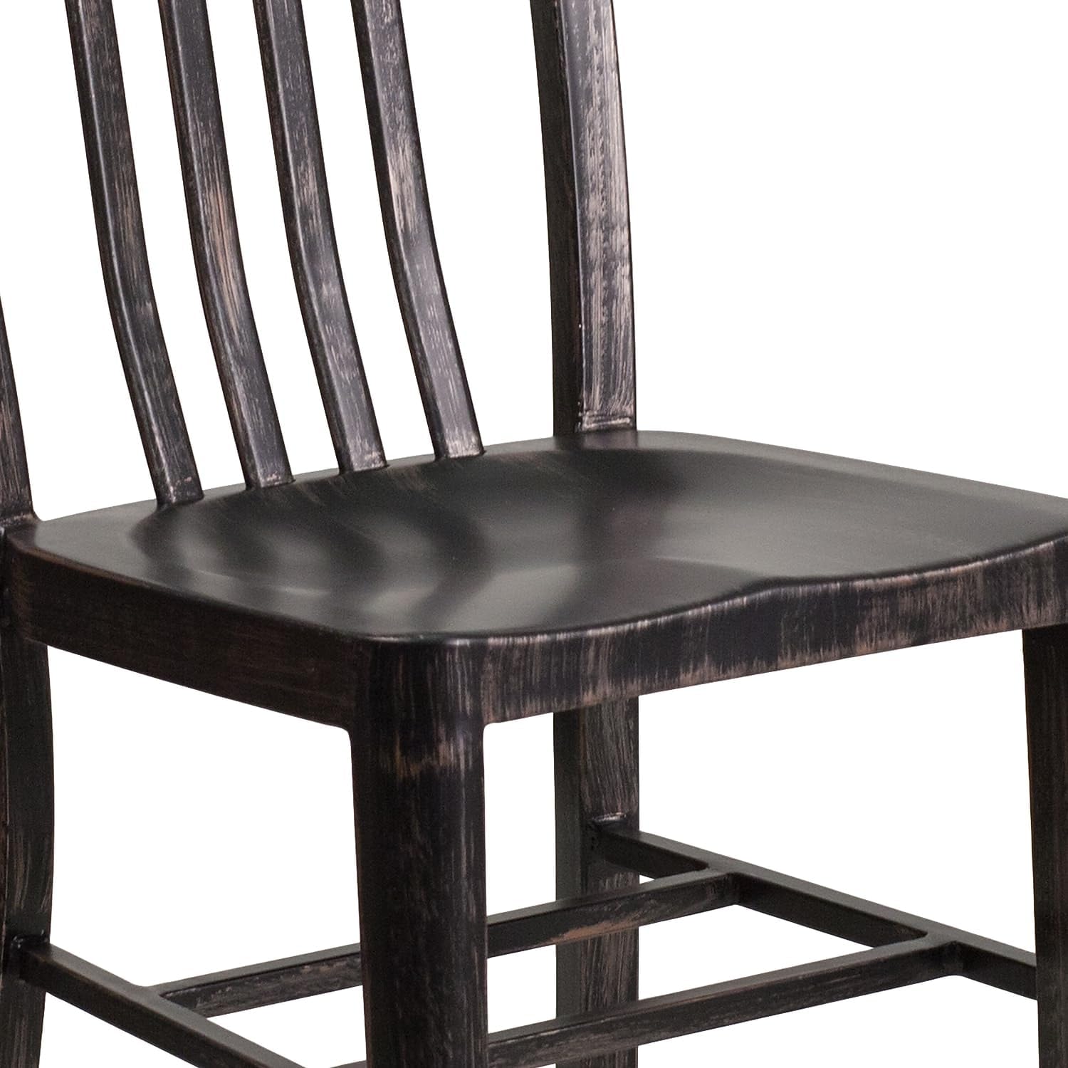 Flash Furniture Gael Commercial Grade 2 Pack Black-Antique Gold Metal Indoor-Outdoor Chair