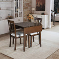 LUMISOL 3 Piece Drop Leaf Dining Table Set with 2 Chairs, Solid Wood Extensible Counter Height Bar Table Set for Small Places, Brown