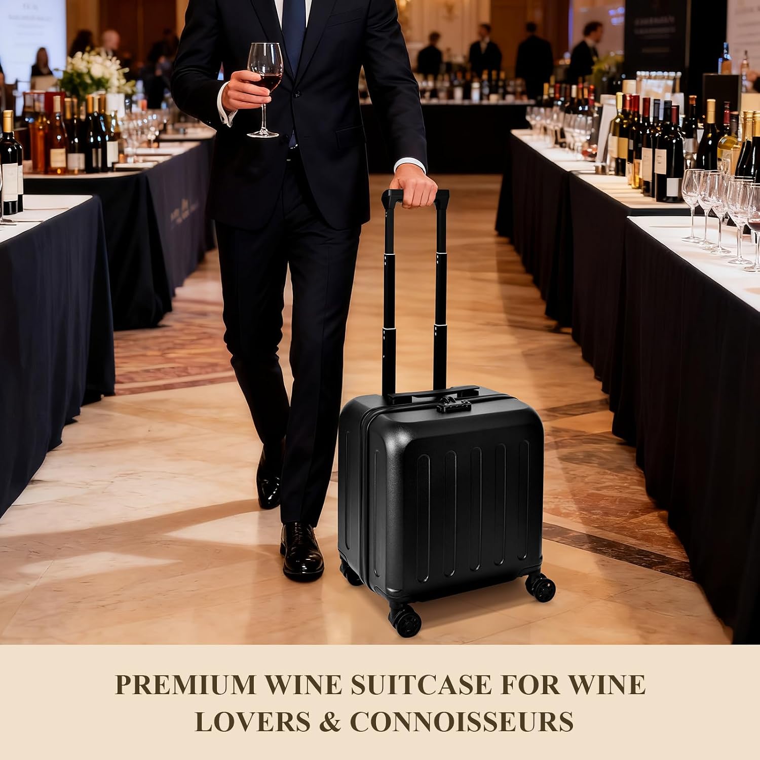 wine luggage 6-Bottle Airline Approved Wine Suitcase, TSA-Friendly Carry-On Luggage with Shockproof Foam | Compact, Lightweight Hard Shell Travel Case for Secure Airplane Transport (6 bottles)