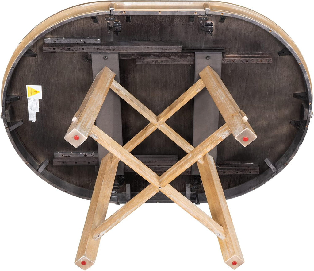 LUMISOL 42'-58' Extendable Round Dining Table for 4-8, Farmhouse Kitchen Table with Removable Leaf, Solid Wood Oval Dinner Tables for Kitchen, Dining Room, Living Room, Natural