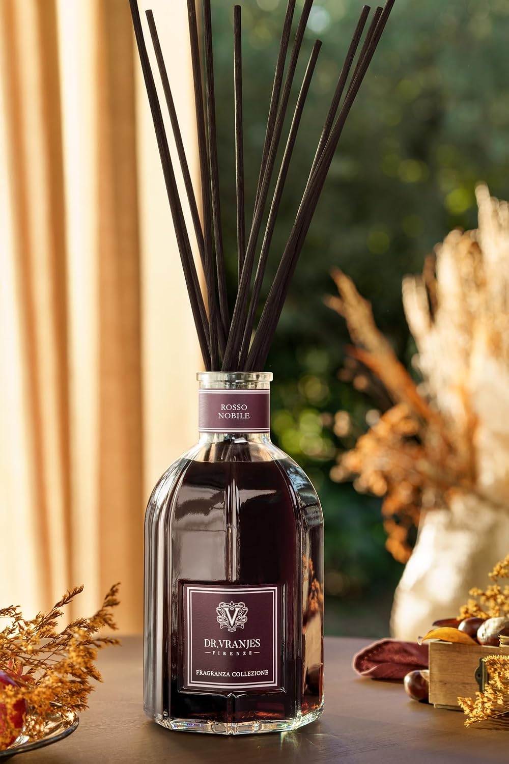 Dr. Vranjes - Rosso Nobile 5000 ml + Double Pack of Black Sticks (3 Pieces Bundle) - Luxury Home Fragrance, Made in Italy, Main Scent Fruity: Orange, Strawberry and Red Berries, Birch